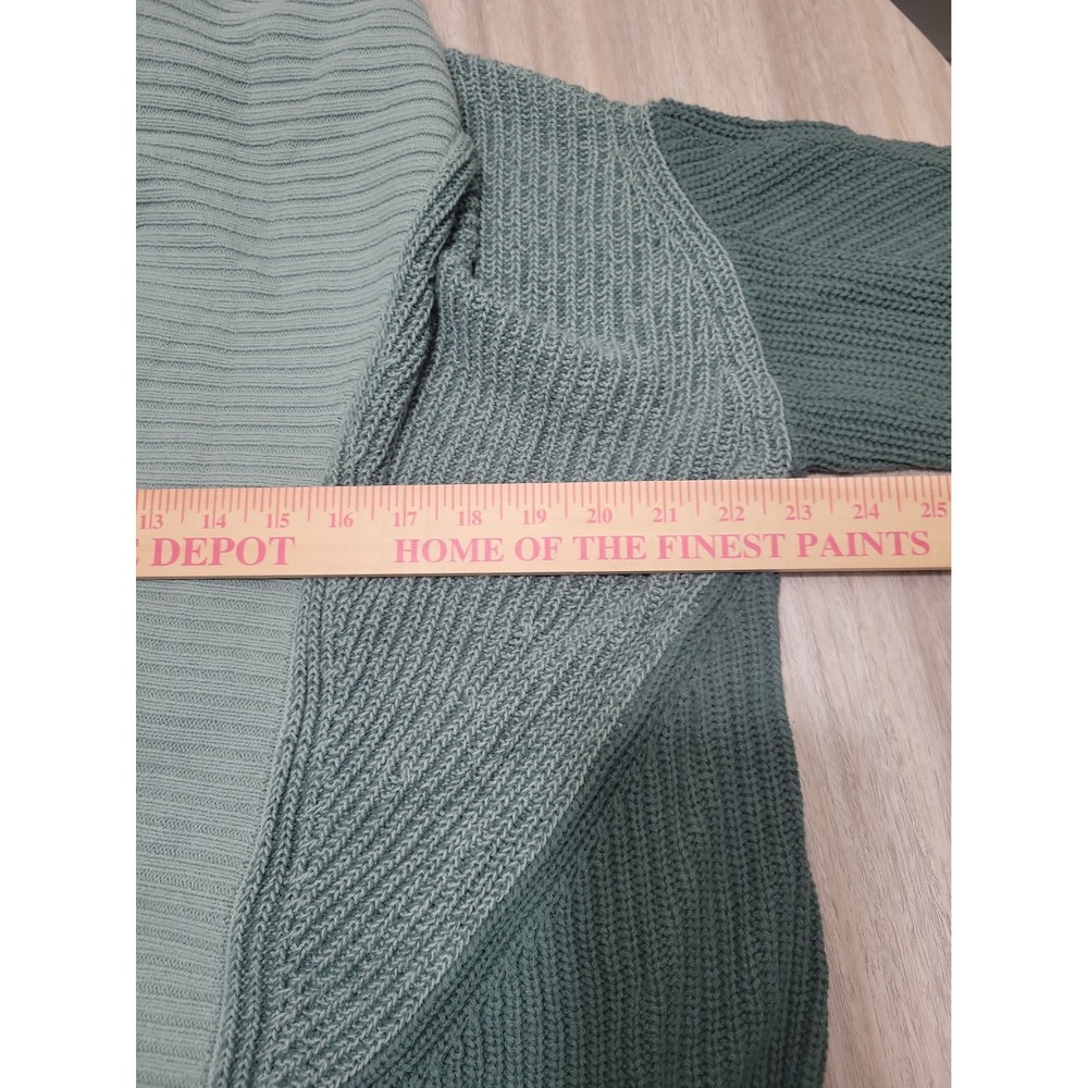 Isaac Mizrahi Live Womens Green Colorblock Ribbed Shawl Cardigan Sweater M - Picture 7 of 8
